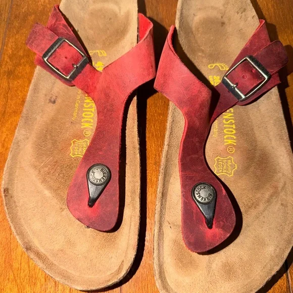 Birkenstock Red oiled leather gizeh size 41 - Picture 1 of 4